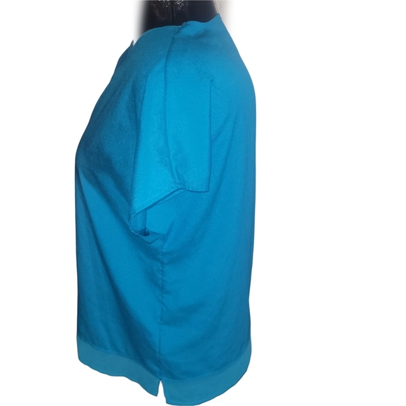 DKNY Teal Short Sleeve Faux Layered Top S - Picture 5 of 7